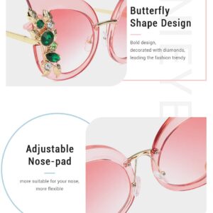 Slocyclub Halloween Glasses Jeweled Sunglasses, Funky Butterfly Shaped Sunglasses, Oversized Rhinestone Sunglasses for Women, Unique Sunglasses with UV400 Protection, Colorful Fun Sunglasses