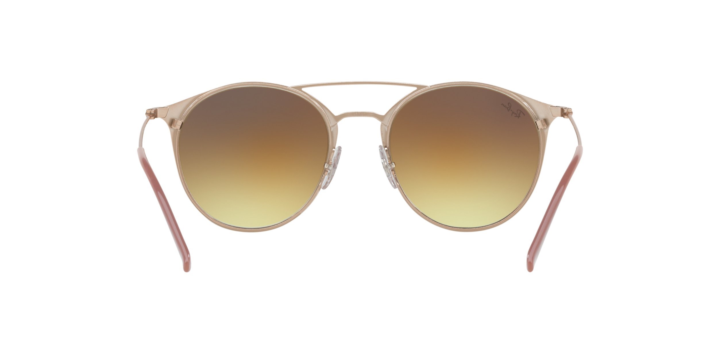 Ray-Ban RB3546 Round Sunglasses, Beige On Copper/Clear Gradient Brown, 49 mm