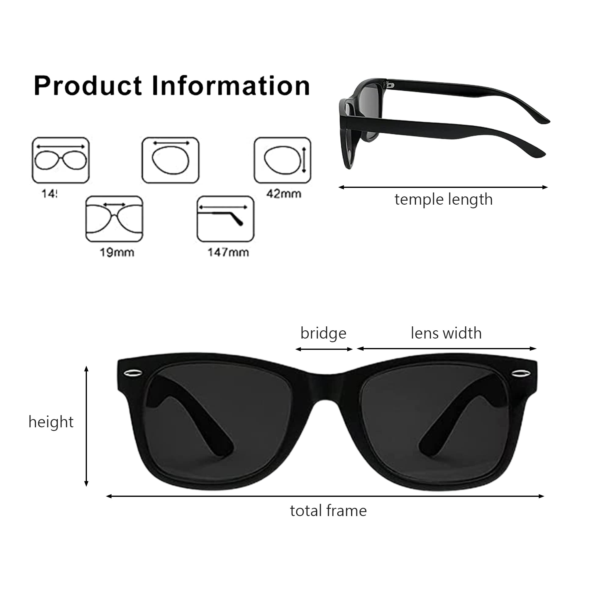 Lxnoap Sunglasses Classic 80’s Vintage Style Design (Black Matte, Smoke)