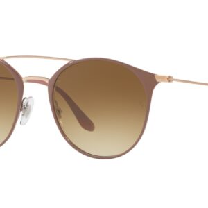 Ray-Ban RB3546 Round Sunglasses, Beige On Copper/Clear Gradient Brown, 49 mm