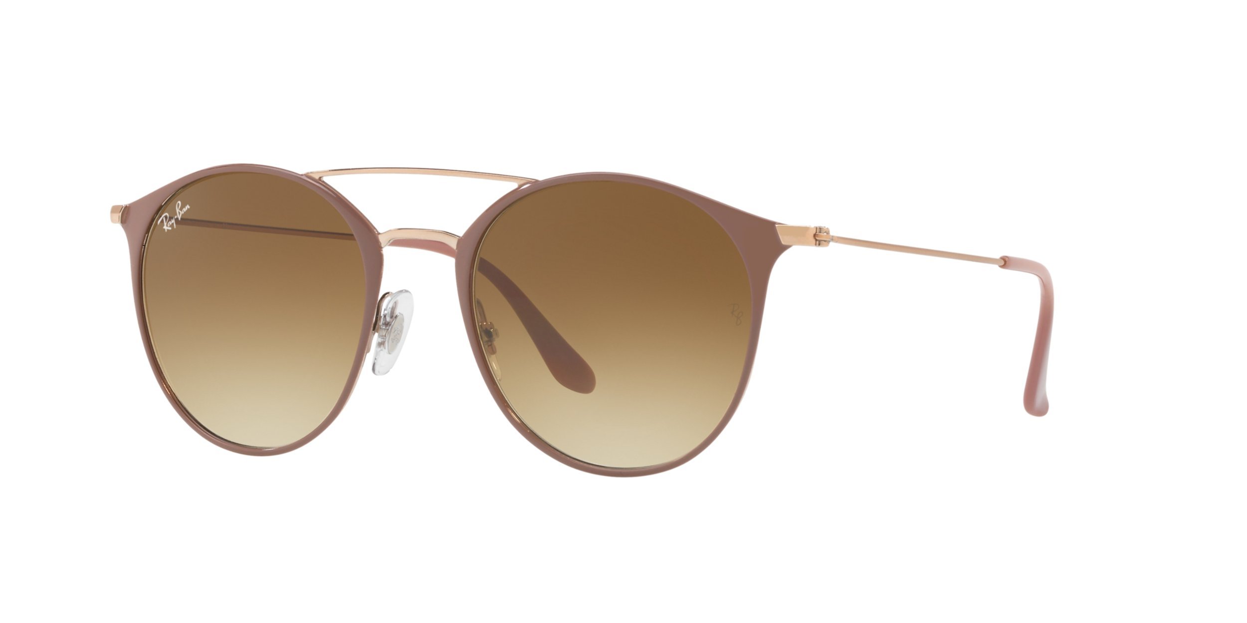 Ray-Ban RB3546 Round Sunglasses, Beige On Copper/Clear Gradient Brown, 49 mm