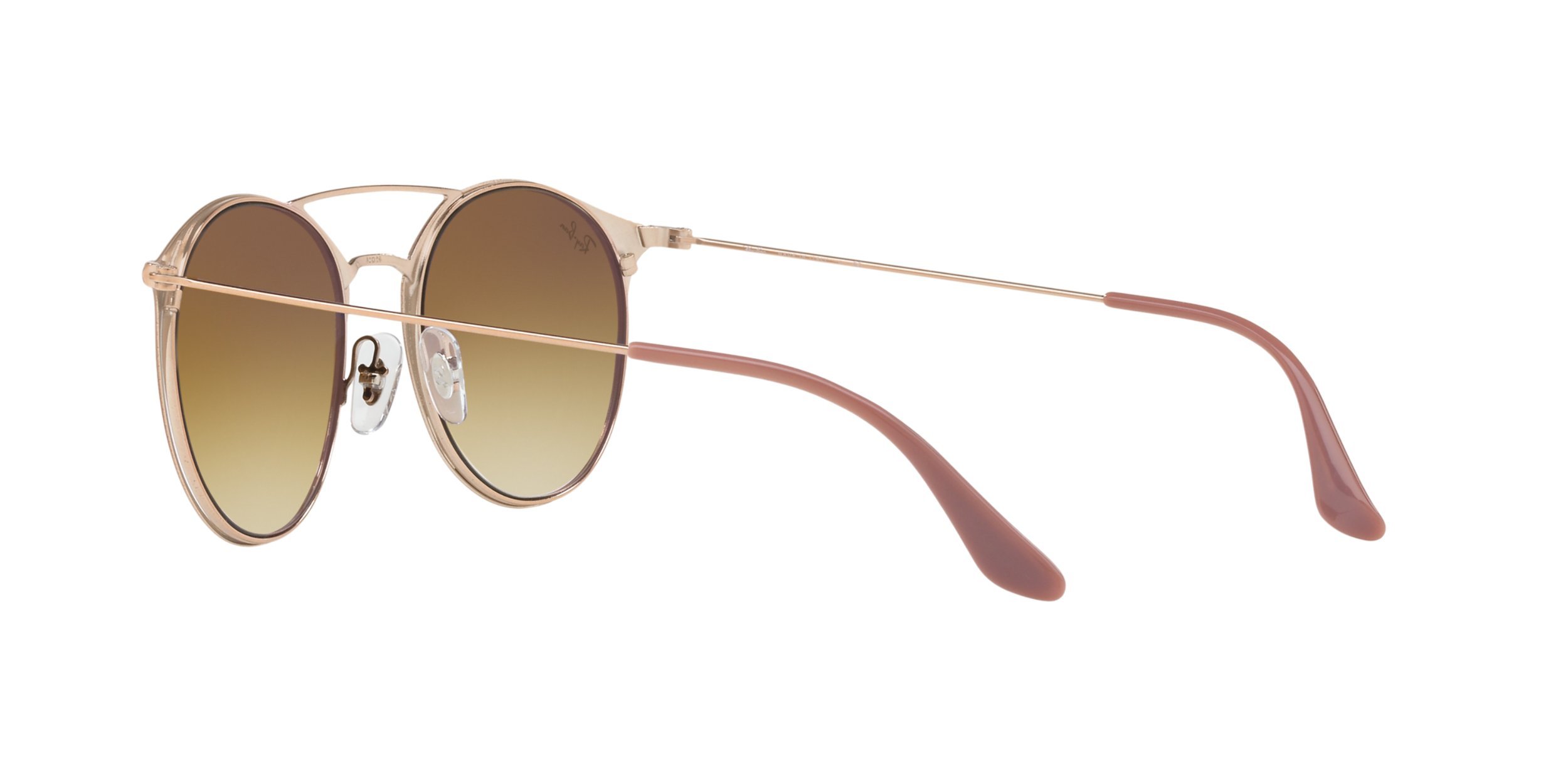 Ray-Ban RB3546 Round Sunglasses, Beige On Copper/Clear Gradient Brown, 49 mm