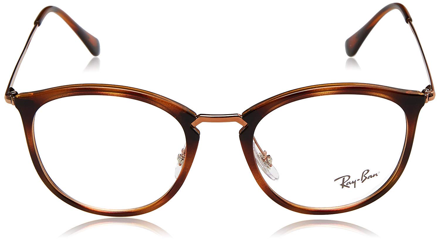 Ray-Ban RX7140 Square Prescription Eyeglass Frames, Striped Havana/Demo Lens, 51 mm