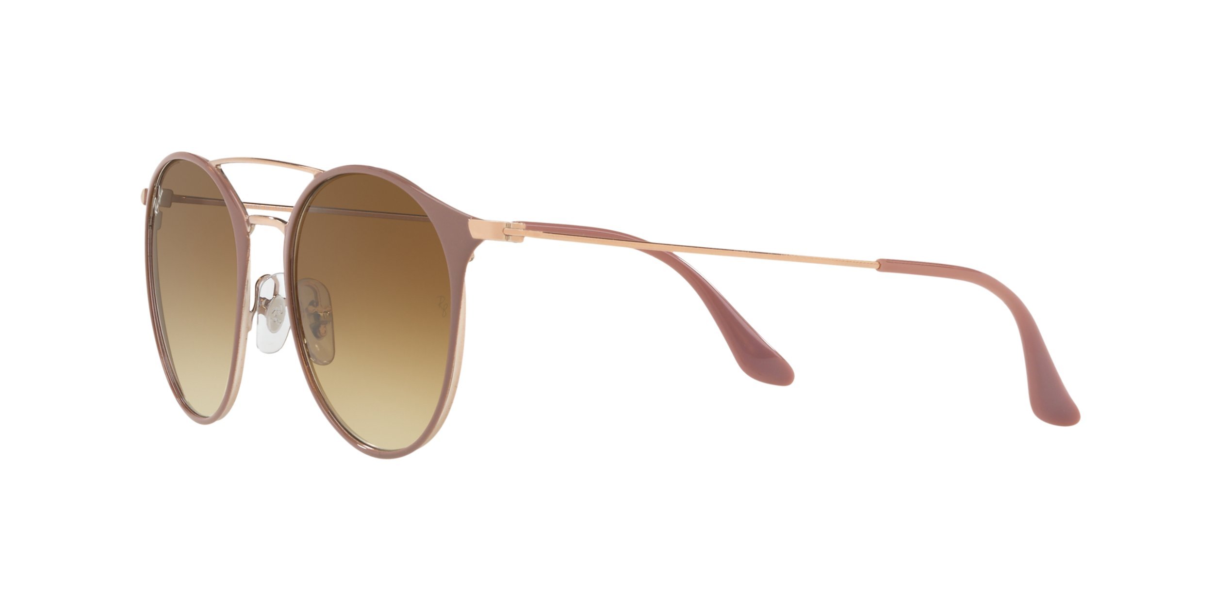 Ray-Ban RB3546 Round Sunglasses, Beige On Copper/Clear Gradient Brown, 49 mm