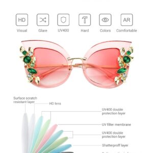 Slocyclub Halloween Glasses Jeweled Sunglasses, Funky Butterfly Shaped Sunglasses, Oversized Rhinestone Sunglasses for Women, Unique Sunglasses with UV400 Protection, Colorful Fun Sunglasses