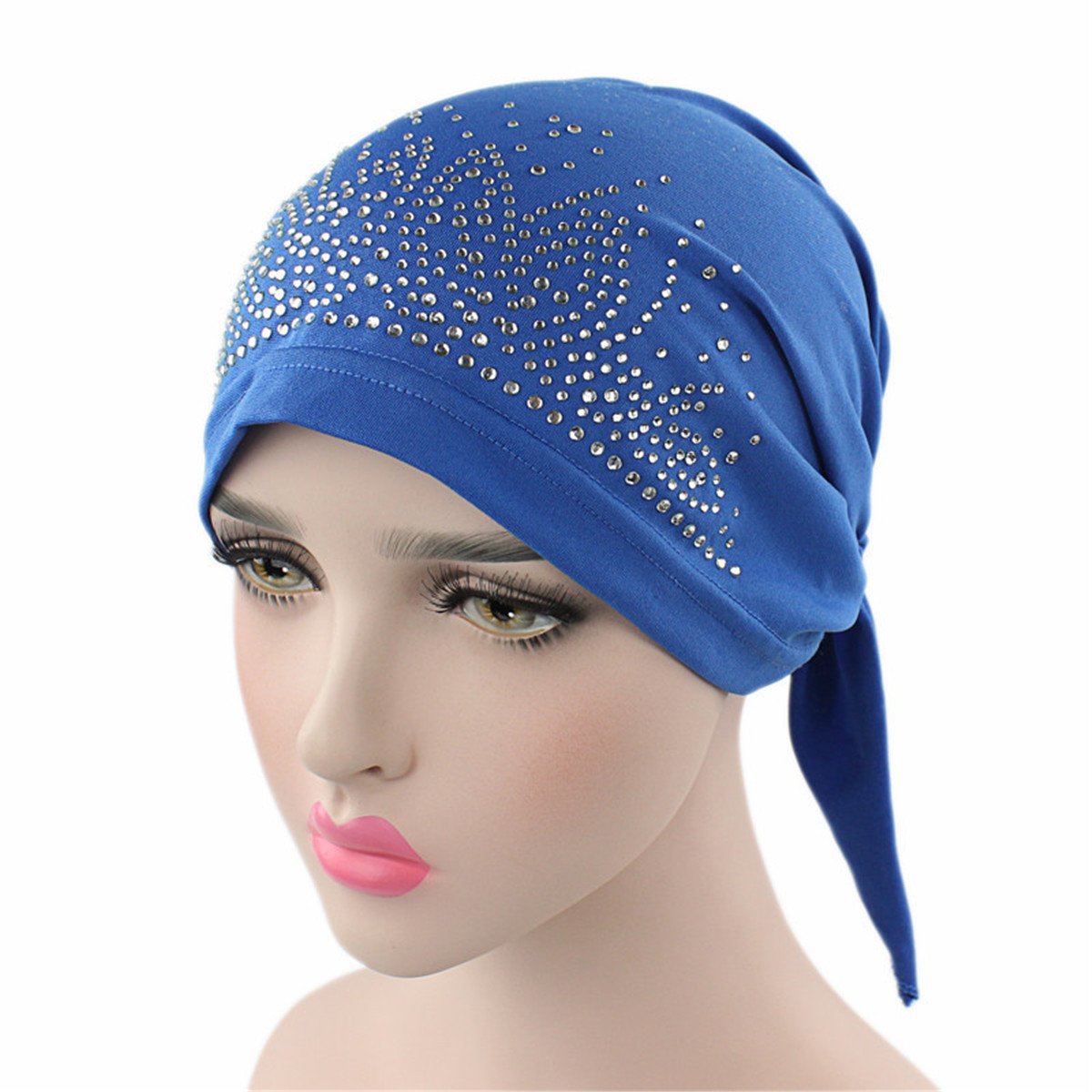 Qhome Womens Rhinestone Head Scarf Head Wrap Chemo Cap Spandex Bandana Du Rag