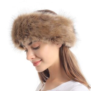 LA CARRIE Faux Fur Headband with Stretch Women's Winter Earwarmer Earmuff (Natural)