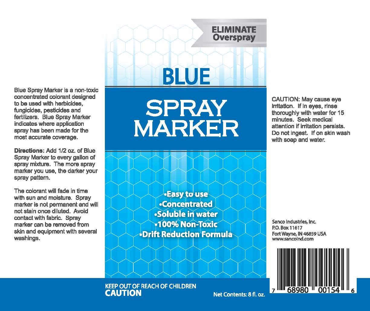 Blue Spray Marker - (8 Ounces) - Weed Spray Dye, Herbicide Dye, Fertilizer Marking Dye, Turf Mark and Blue Herbicide Marker