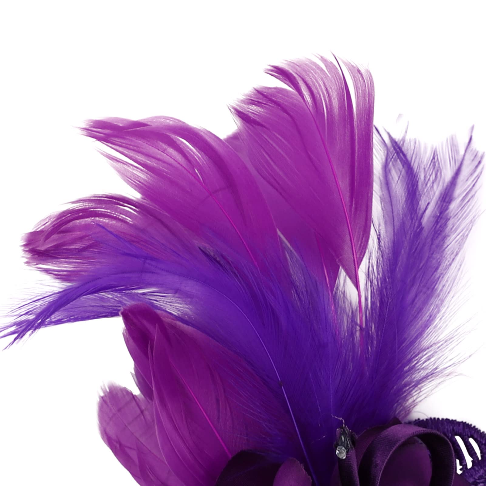 Song Qing Women's Fascinator Feather Flower Pin Brooch Corsage Bridal Hairband Derby Hat Cocktail Party Wedding (A1 Purple)