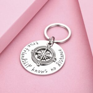 Udobuy Best Friend Keychain - True Friendship Knows No Distance Compass Keychain Long Distance Relationship Gifts