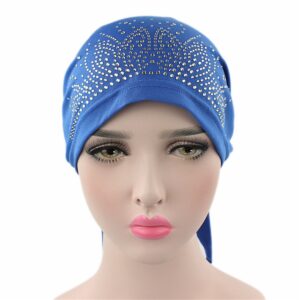 Qhome Womens Rhinestone Head Scarf Head Wrap Chemo Cap Spandex Bandana Du Rag