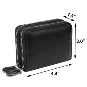 traderplus Women's RFID Blocking Leather Zipper Card Wallet Small Purse Credit Card Case Holder for Mother Day Gift (Black)