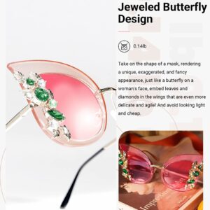 Slocyclub Halloween Glasses Jeweled Sunglasses, Funky Butterfly Shaped Sunglasses, Oversized Rhinestone Sunglasses for Women, Unique Sunglasses with UV400 Protection, Colorful Fun Sunglasses