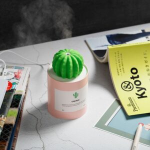 UODBUYO Mini Humidifier, 280ml USB Cool Mist Portable Cactus Air humidifier, Ultra-Quiet Operation for Bedroom Home Office Yoga Car Travel(Pink)