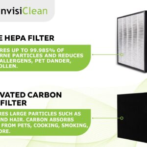 InvisiClean True Hepa Replacement Filter with Activated Carbon Prefilter - Compatible with InvisiClean Aura IC-5018 and Sensa IC-5120 Air Purifiers