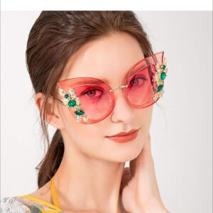 Slocyclub Halloween Glasses Jeweled Sunglasses, Funky Butterfly Shaped Sunglasses, Oversized Rhinestone Sunglasses for Women, Unique Sunglasses with UV400 Protection, Colorful Fun Sunglasses