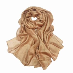 Bettli Womens Extra Large Scarf Shawl Wraps Pashminas Solid Soft Silky for Bridal Evening Wedding Party (gold)