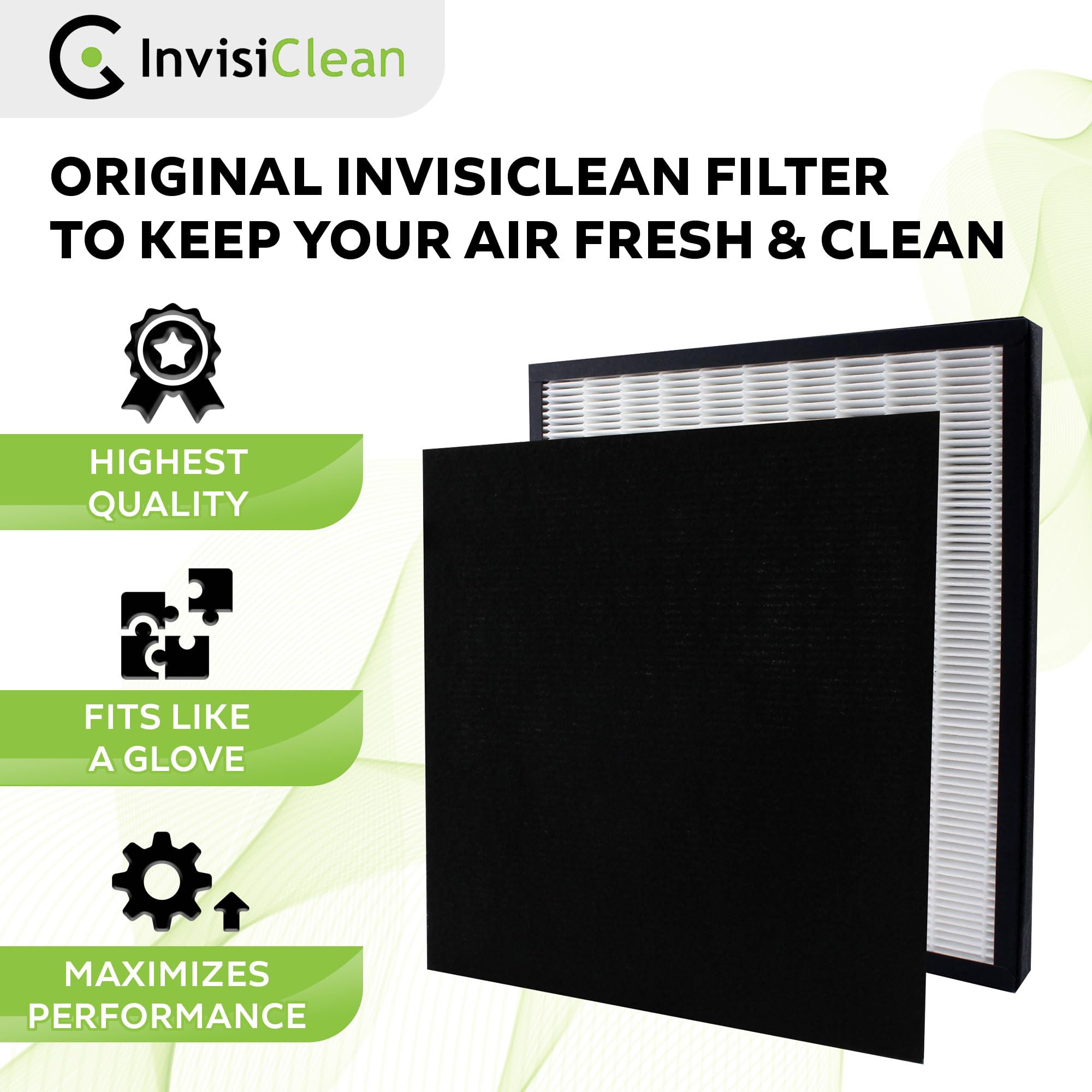 InvisiClean True Hepa Replacement Filter with Activated Carbon Prefilter - Compatible with InvisiClean Aura IC-5018 and Sensa IC-5120 Air Purifiers