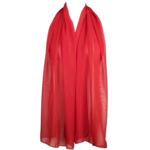 Hat To Socks Chiffon Scarf Sheer Wrap for Women (Red)