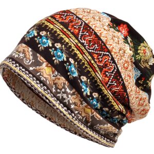 Qunson 2 Pack Women's Printed Baggy Slouchy Beanie Chemo Hat Cap