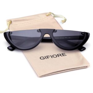 GIFIORE Retro Cat Eye Sunglasses Vintage Semi Rimless Frame Cateye Sun Glasses UV Protection