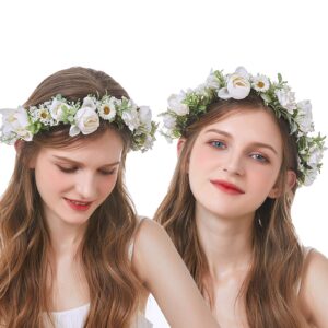 DreamLily Maternity Woodland Photo Shoot Peony Flower Crown Hair Wreath Wedding Headband BC44 (Style 10 Ivory Peony)