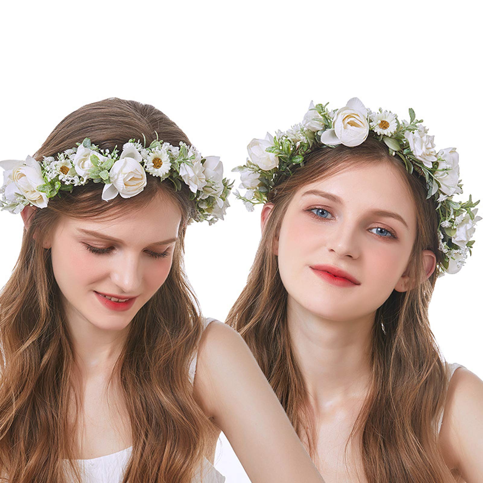 DreamLily Maternity Woodland Photo Shoot Peony Flower Crown Hair Wreath Wedding Headband BC44 (Style 10 Ivory Peony)