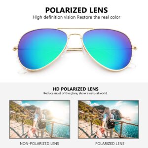 livho Sunglasses for Men Women Aviator Polarized Metal Mirror UV 400 Lens Protection