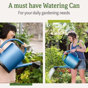 Gardeners Supply Company French Blue Watering Can | 3 Gallon Indoor Outdoor Water Gallon Shower for Plants with Removable Stainless Steel Faceplate Rose Sprinkler Attachment - Blue