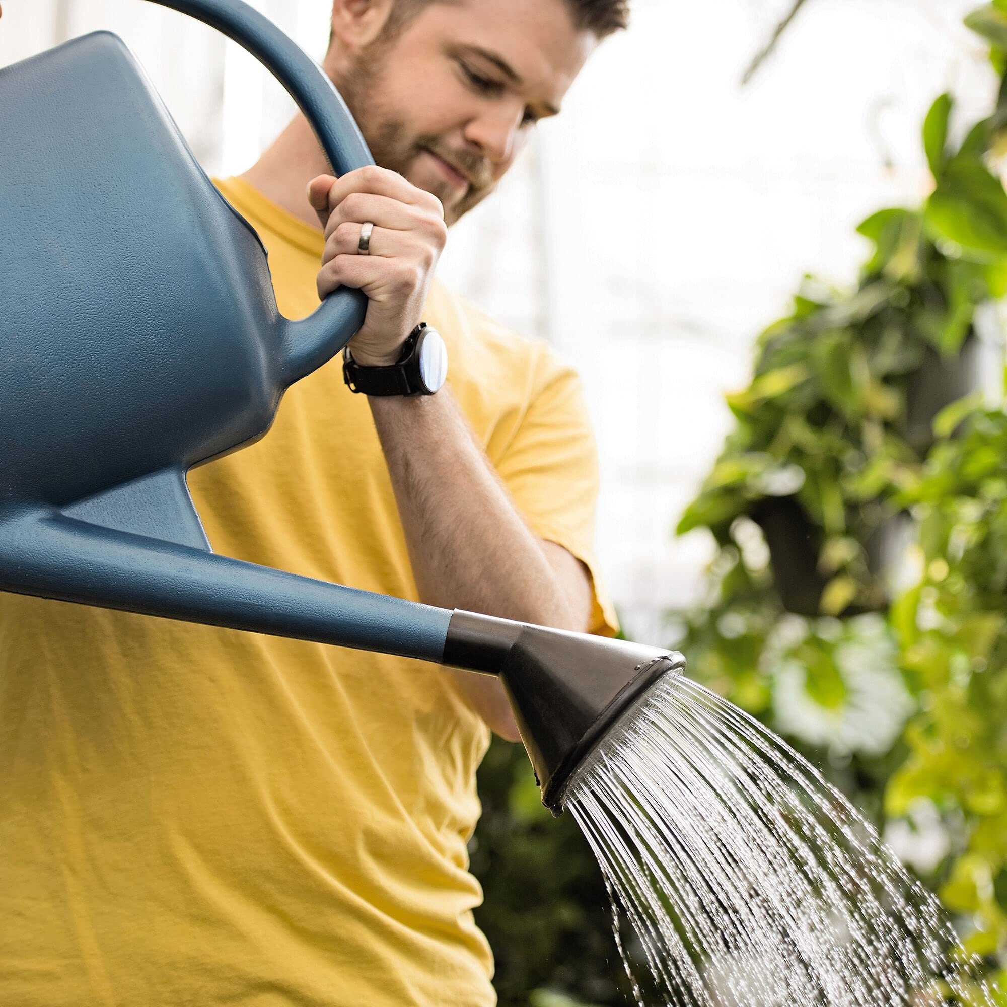 Gardeners Supply Company French Blue Watering Can | 3 Gallon Indoor Outdoor Water Gallon Shower for Plants with Removable Stainless Steel Faceplate Rose Sprinkler Attachment - Blue