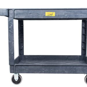 550lb Capacity Heavy Duty Plastic Utility Cart 46" L x 25-5/8" W with Handle 2 Shelves Pake Handling Tools