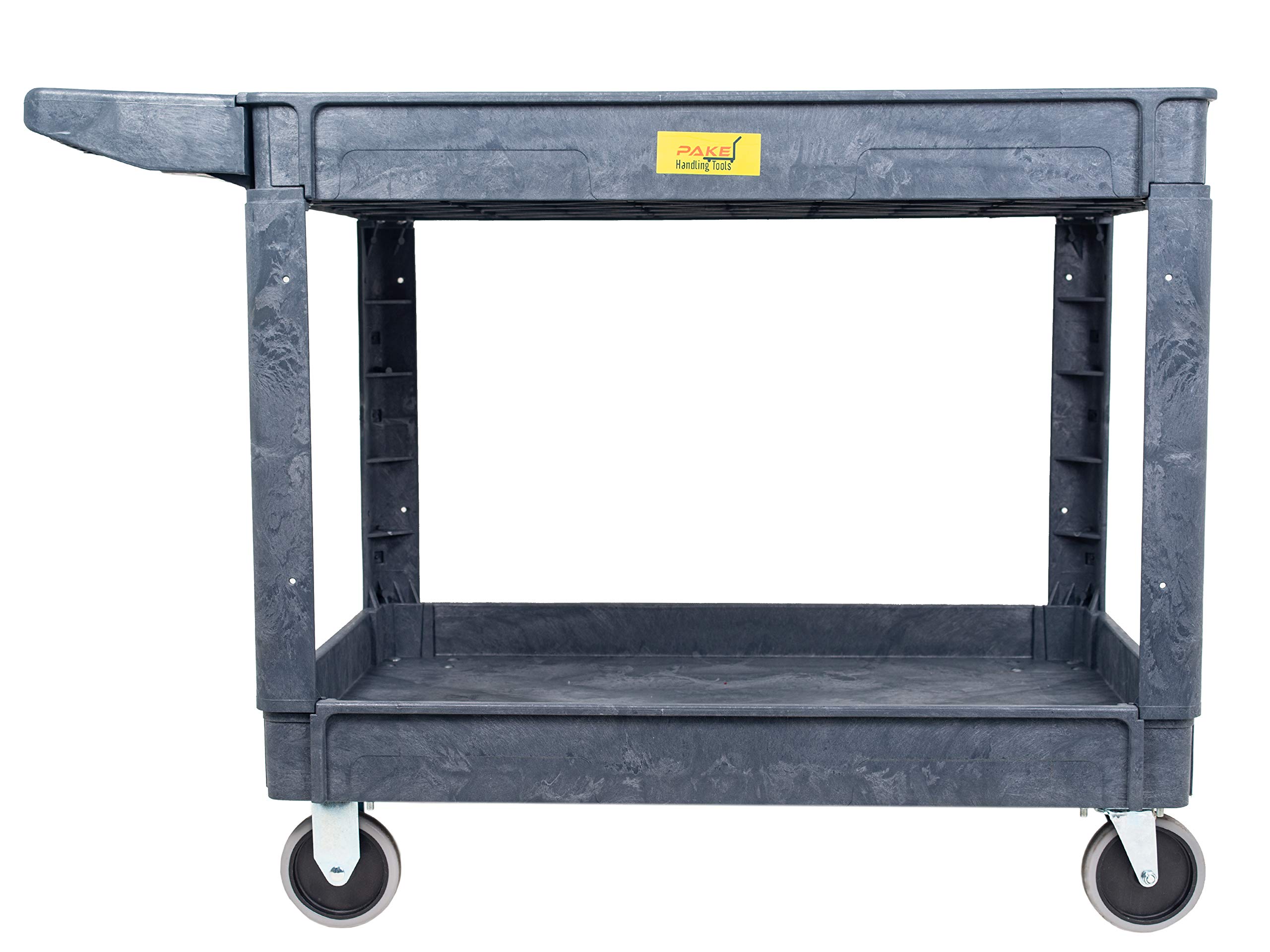 550lb Capacity Heavy Duty Plastic Utility Cart 46" L x 25-5/8" W with Handle 2 Shelves Pake Handling Tools