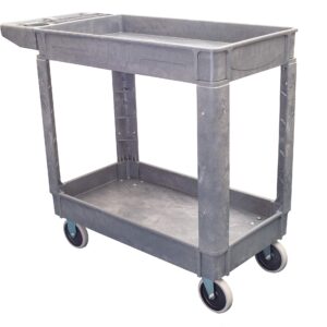 550lb Capacity Heavy Duty Plastic Utility Cart 40" L x 17-1/4" W with Handle 2 Shelves Pake Handling Tools