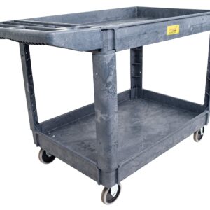 550lb Capacity Heavy Duty Plastic Utility Cart 46" L x 25-5/8" W with Handle 2 Shelves Pake Handling Tools