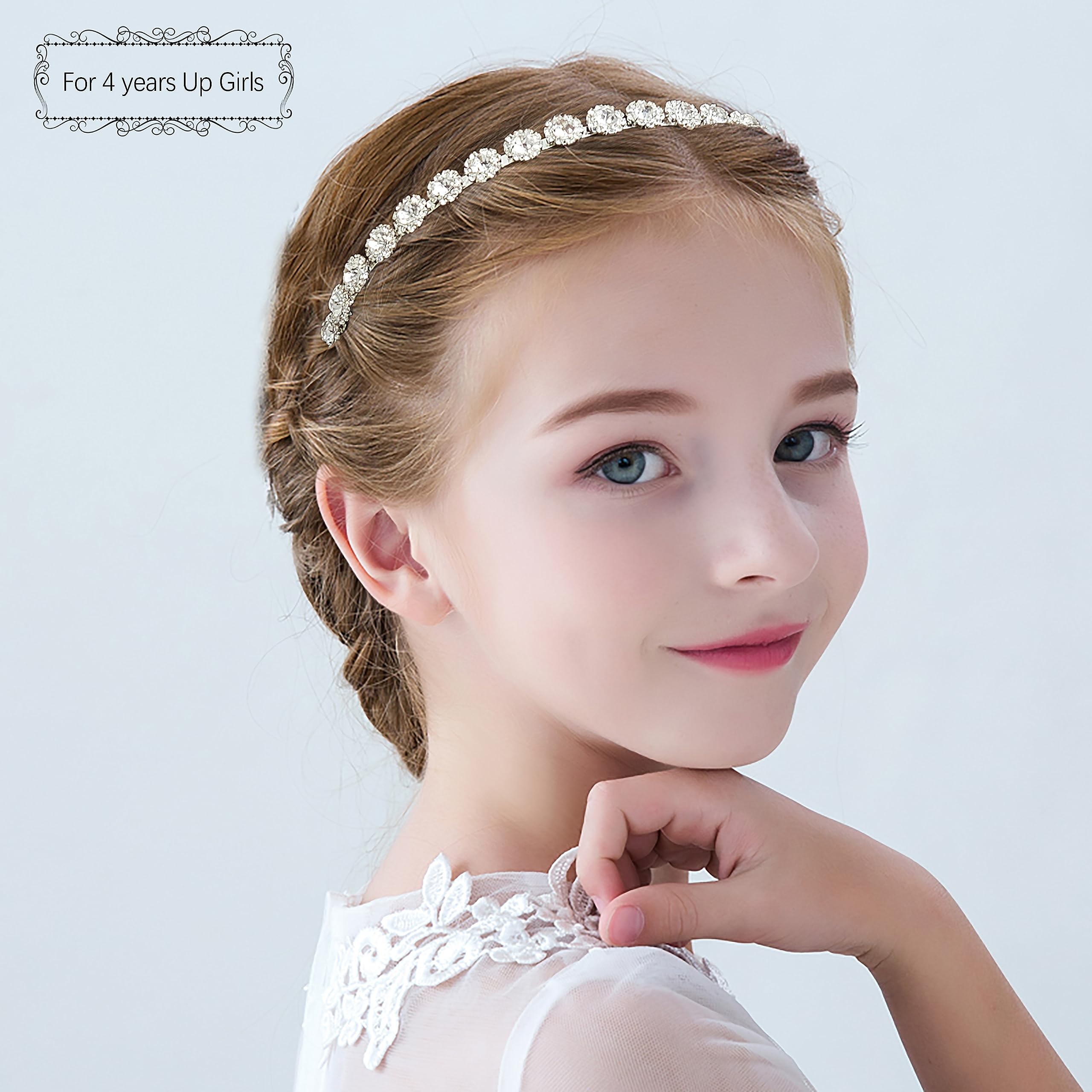 Ammei Headpiece Bridal Headpiece Wedding Headband with Crystal and Hair Accessories(Silver)