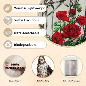 DANA XU Luxury 100% Pure Wool Oversized Extra Large Warm Floral Cashmere Pashmina Scarf Shawl And Wrap For Women Blanket Cape