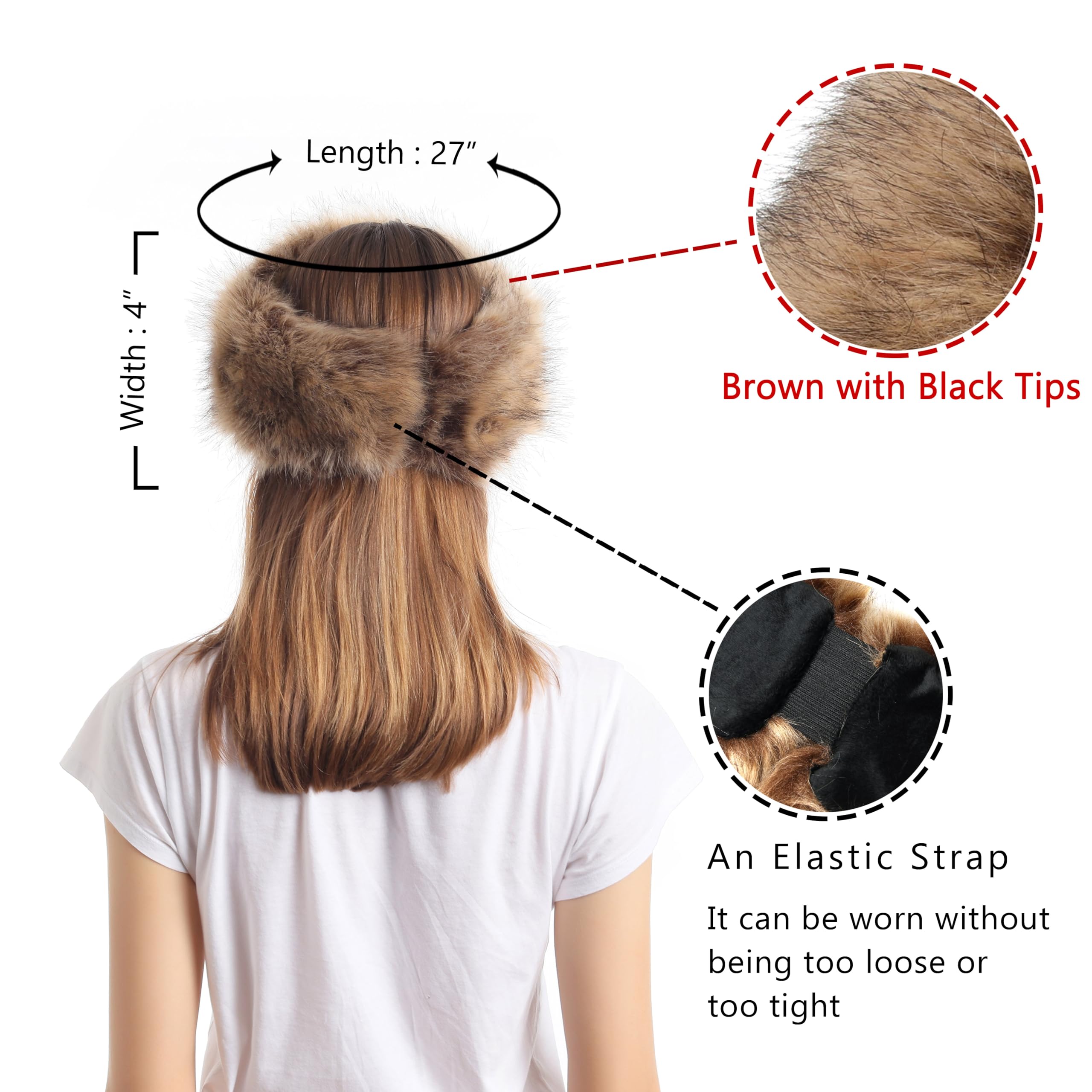 LA CARRIE Faux Fur Headband with Stretch Women's Winter Earwarmer Earmuff (Natural)