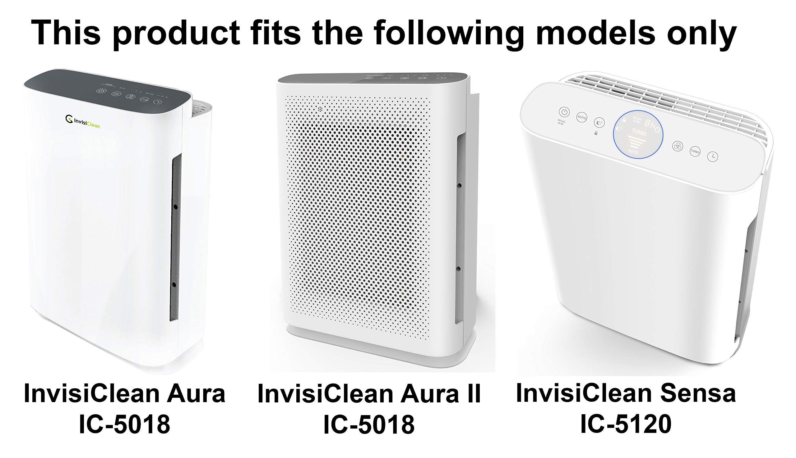 InvisiClean Replacement Activated Carbon Prefilter - 4 Pack - Compatible with InvisiClean Aura IC-5018 and Sensa IC-5120 Air Purifiers