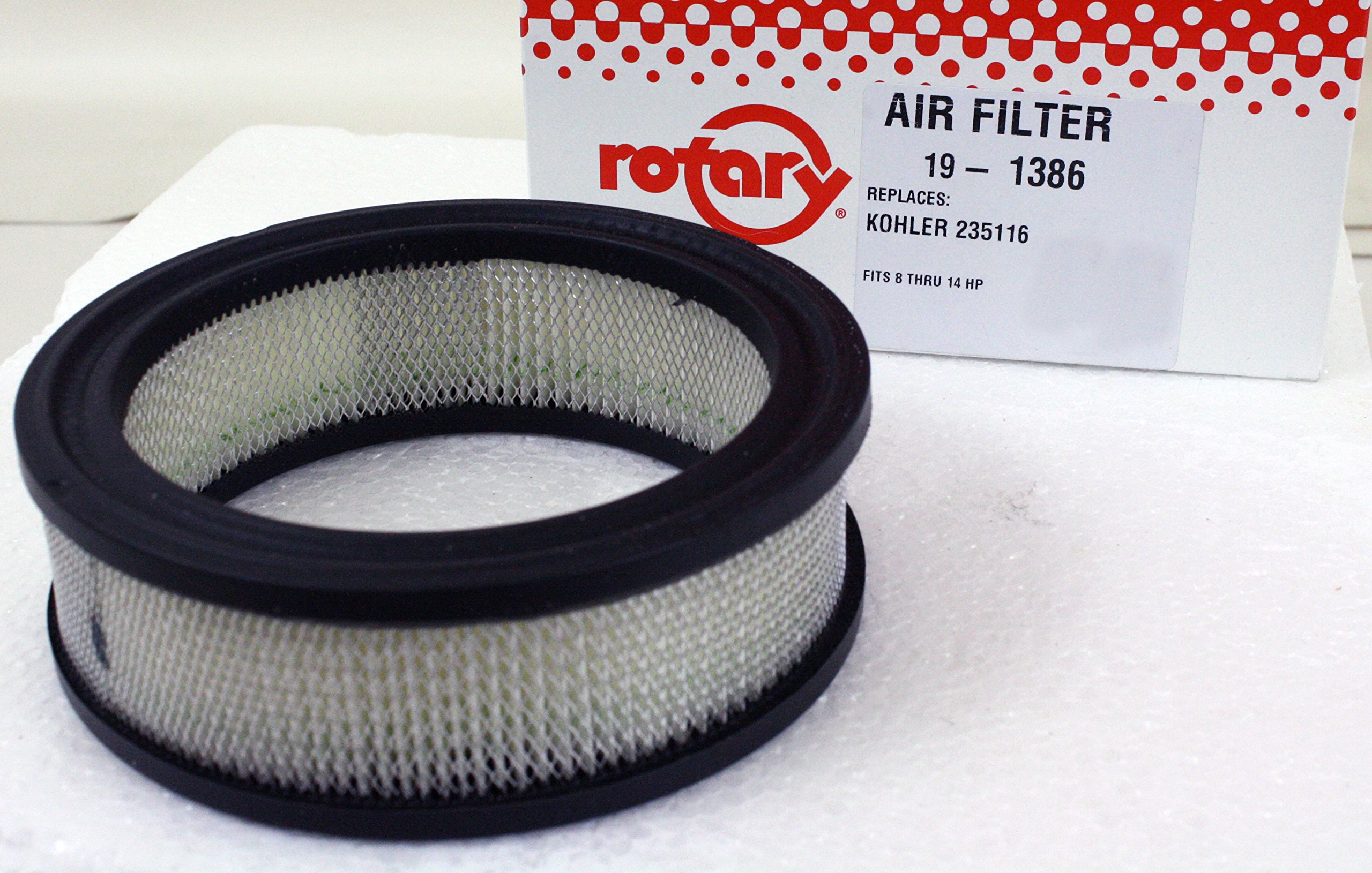 Rotary #1386 Air Filter: Replaces Kohler #235116 Fits 8 through 14 HP NIB