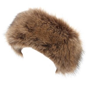 la carrie faux fur headband with stretch women's winter earwarmer earmuff (natural)