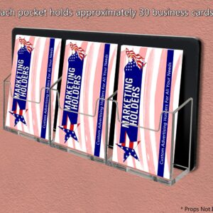 Marketing Holders Wall Business Card Holder with Hanging Hardware for 2" x 3.5" Vertical Appointment Gift or Reward Cards Schools Colleges Universities Retail Stores 3 Slot Clear on Black Acrylic