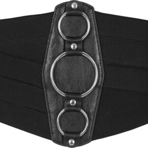 BlackButterfly 7 Inch Wide Lattice Corset Waspie Elastic Waist Belt (Black, US 14-16)