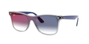 ray-ban rb4440n blaze wayfarer square sunglasses, matte transparent/clear gradient blue mirrored red, 41 mm