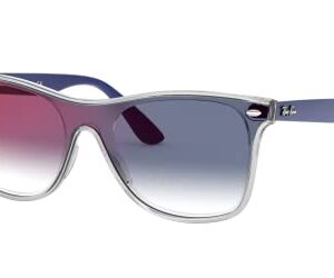 Ray-Ban Rb4440n Blaze Wayfarer Square Sunglasses, Matte Transparent/Clear Gradient Blue Mirrored Red, 41 mm