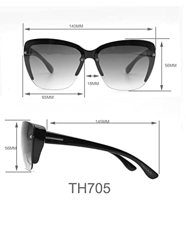 TAHARI womens Th705 Stylish UV Protective Women s Cat Eye Sunglasses Elegant Gifts for Women 66 mm, Black, mm US