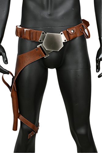 Xcoser Belt Cosplay PU Leather Holster Costume Props Adjustable Costume Accessories (Metal Belt Brown)