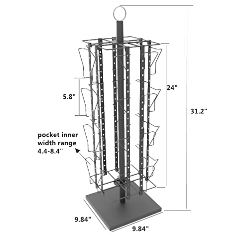 FixtureDisplays® Up to 16 Adjustable Pockets Display Rack, Greeting Post Card Christmas Holiday Spinning Rack Stand, Pocket Size: 4.5-9.9" Wide, 5.8" and Up Tall 11602-BLACK