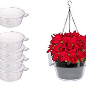 Curtis Wagner Plastics Plant Hanging Basket Drip Pans (5-Pack) - Clear, Round (Diameter = 9" Base, 12" Top, 3.75" Depth) Thin Plastic Indoor Outdoor