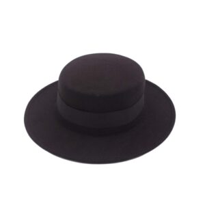 ASTRQLE Classic Black Fashion Fedora Flat Hat Elegant Jazz Hats Brim Church Derby Cap ()