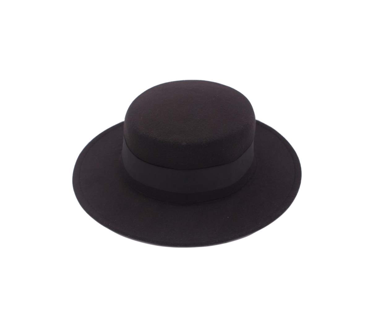 ASTRQLE Classic Black Fashion Fedora Flat Hat Elegant Jazz Hats Brim Church Derby Cap ()